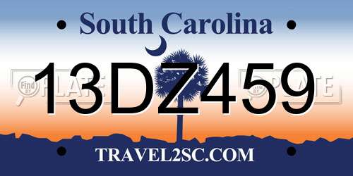 13DZ459 South Carolina License Plate