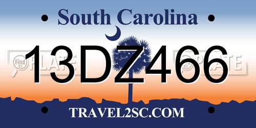 13DZ466 South Carolina License Plate