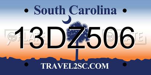 13DZ506 South Carolina License Plate