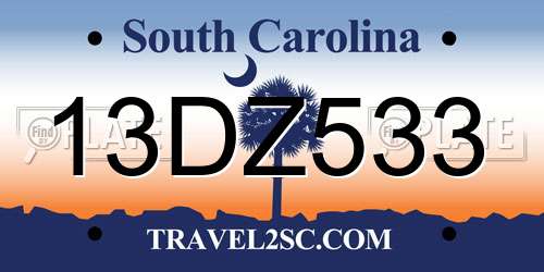 13DZ533 South Carolina License Plate