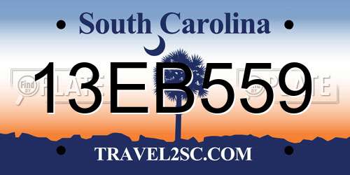 13EB559 South Carolina License Plate