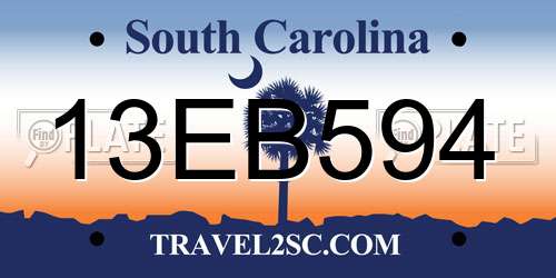 13EB594 South Carolina License Plate
