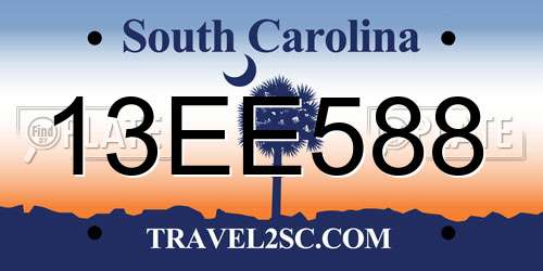 13EE588 South Carolina License Plate