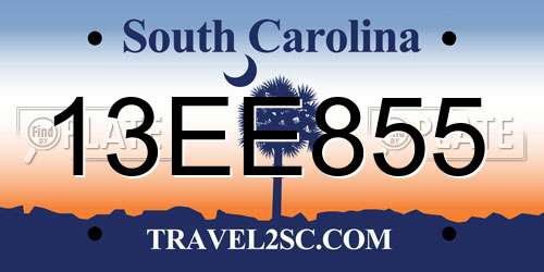13EE855 South Carolina License Plate