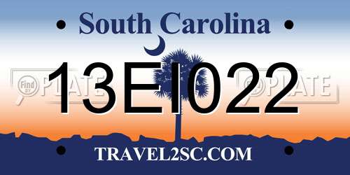 13EI022 South Carolina License Plate
