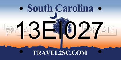 13EI027 South Carolina License Plate