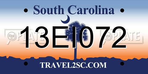 13EI072 South Carolina License Plate