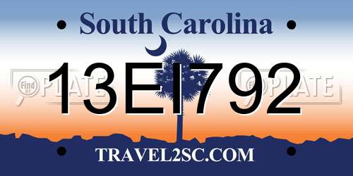 13EI792 South Carolina License Plate