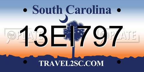 13EI797 South Carolina License Plate