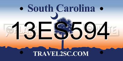 13ES594 South Carolina License Plate