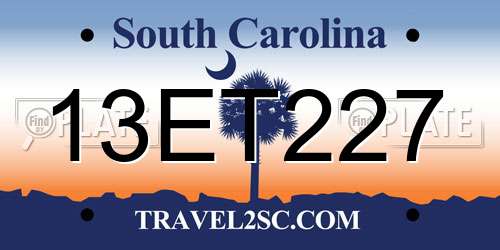 13ET227 South Carolina License Plate