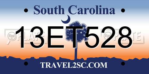 13ET528 South Carolina License Plate