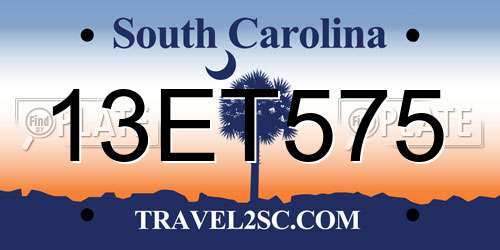 13ET575 South Carolina License Plate