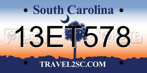 13ET578 South Carolina License Plate