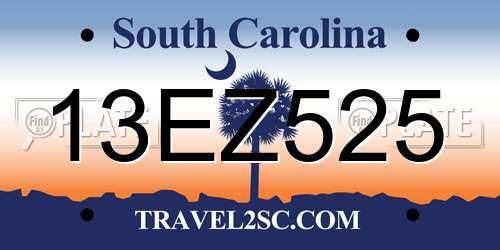 13EZ525 South Carolina License Plate