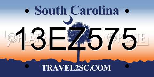 13EZ575 South Carolina License Plate