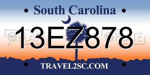 13EZ878 South Carolina License Plate
