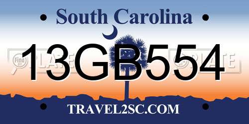13GB554 South Carolina License Plate