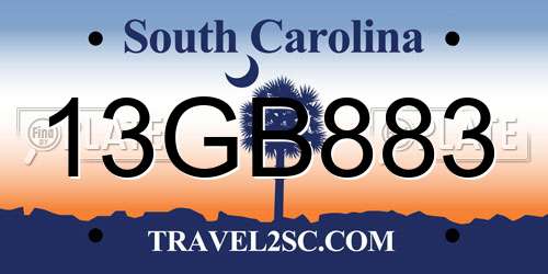 13GB883 South Carolina License Plate