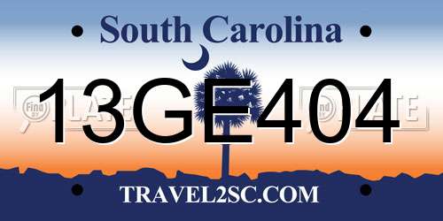 13GE404 South Carolina License Plate