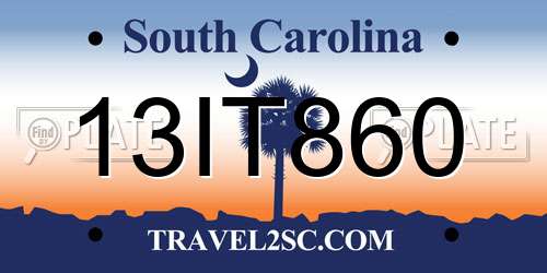 13IT860 South Carolina License Plate