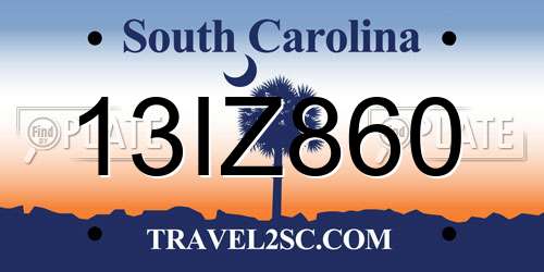 13IZ860 South Carolina License Plate