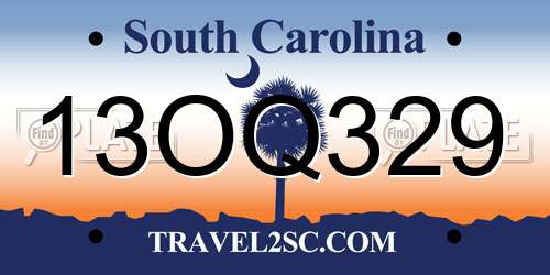 13OQ329 South Carolina License Plate