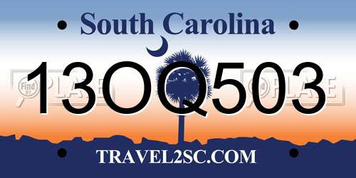 13OQ503 South Carolina License Plate