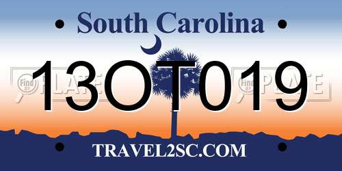 13OT019 South Carolina License Plate