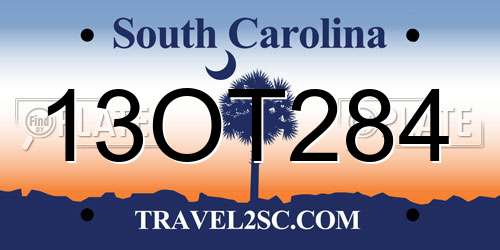 13OT284 South Carolina License Plate