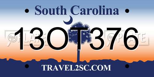13OT376 South Carolina License Plate