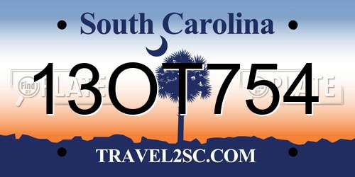 13OT754 South Carolina License Plate