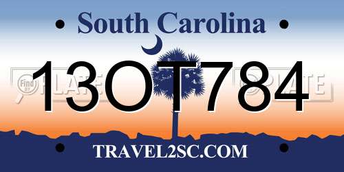 13OT784 South Carolina License Plate