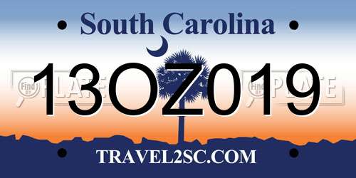 13OZ019 South Carolina License Plate