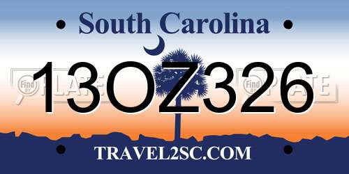 13OZ326 South Carolina License Plate