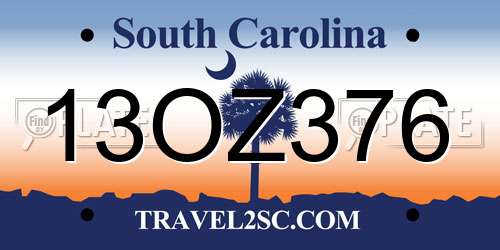 13OZ376 South Carolina License Plate