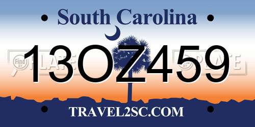 13OZ459 South Carolina License Plate