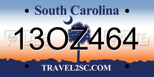 13OZ464 South Carolina License Plate