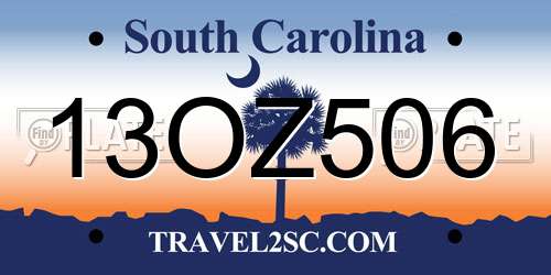 13OZ506 South Carolina License Plate
