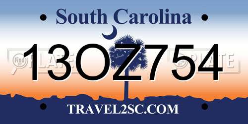 13OZ754 South Carolina License Plate