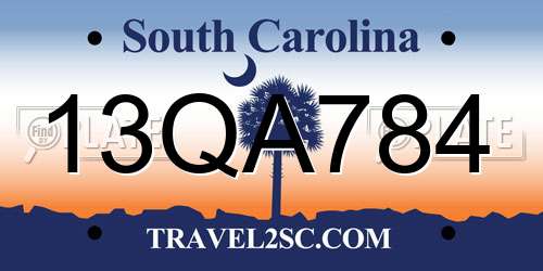 13QA784 South Carolina License Plate
