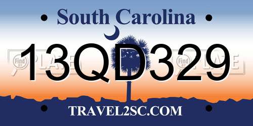 13QD329 South Carolina License Plate