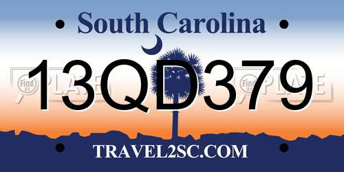 13QD379 South Carolina License Plate