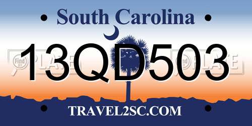 13QD503 South Carolina License Plate
