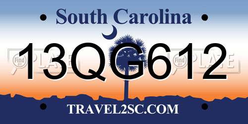 13QG612 South Carolina License Plate