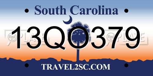 13QO379 South Carolina License Plate
