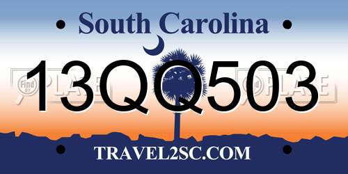 13QQ503 South Carolina License Plate