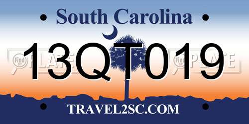 13QT019 South Carolina License Plate