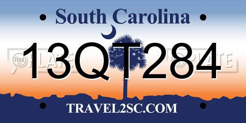 13QT284 South Carolina License Plate