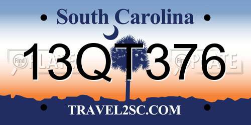 13QT376 South Carolina License Plate